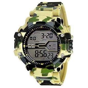 Emartos Digital Mens & Boys Watch (Black Dial Yellow Colored Strap)