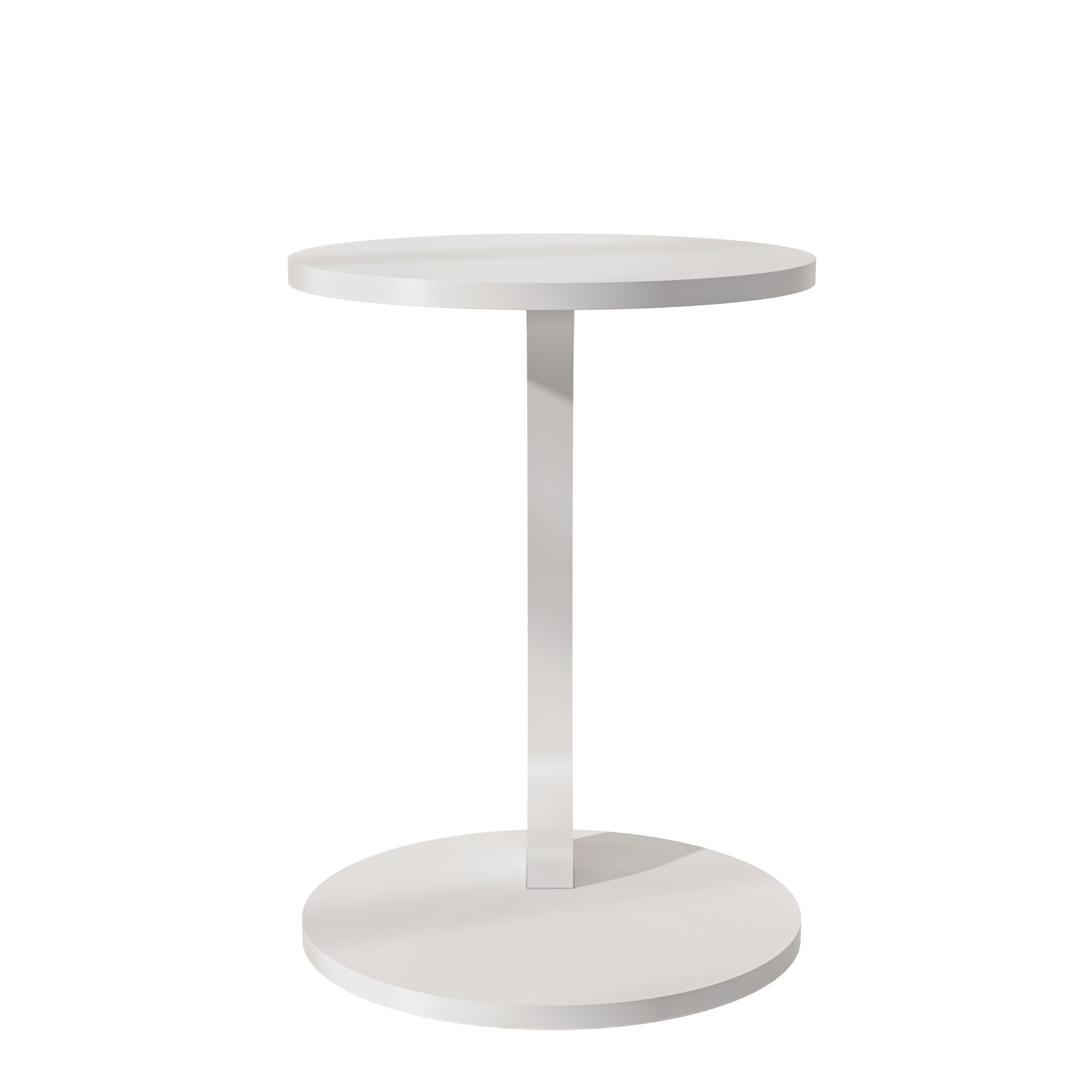 Mesa auxiliar pequeña en forma de C, mesa redonda para sofá y sofá con ruedas, mesa de almacenamiento, mesa redonda (forma C, blanco)
