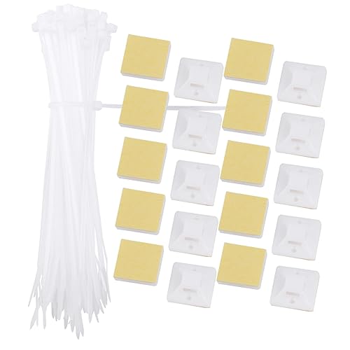 BUGUUYO 100pieces Self-Adhesive Cable Tie Base Holders Zip Tie Mounts