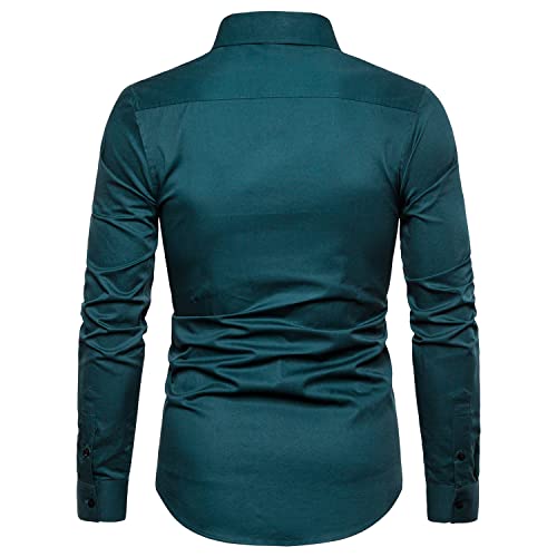 Manwan walk Men's Slim Fit Business Casual Cotton Long Sleeves Solid Button Down Dress Shirts