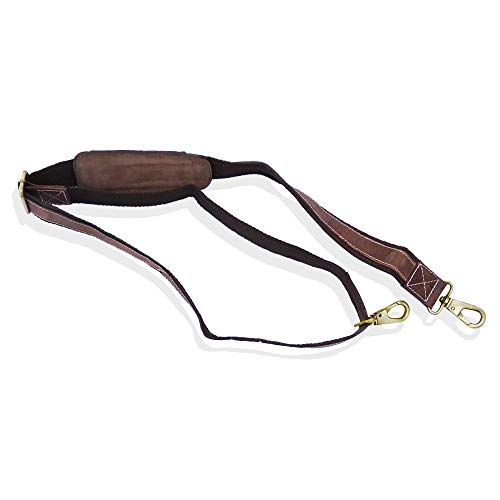 Image of RUSTIC TOWN Leather Bag Replacement Shoulder Strap - Adjustable /Comfortable Strap with Shoulder Padding for all Duffle, Satchel, Messenger, Briefcase Bag (Mulberry Belt with White Stitching)