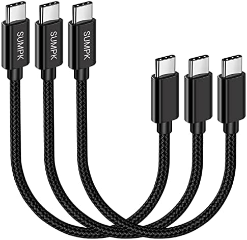 Short USB C to USB C Cable 60W 3 Packs, 20cm PD Fast Charging Charger Cable USB 2.0 Type C Cord Compatible with Samsung Galaxy S21/S21+/S20+ Ultra Note 20