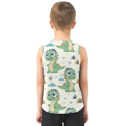Boys' Tank Top Shirt Green Dinosaur Rainbow Pattern Sleeveless T-Shirts3