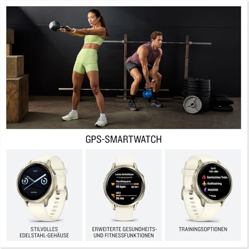 Garmin Venu 4 41mm - Fitness-Smartwatch, 1,2 AMOLED Touchdisplay, bis zu 10 Tage Akkulaufzeit, 80+ Sport-Apps, EKG, Health Status, Fitness Coach, Rollstuhlfunktionen, Telefonie, Taschenlampe