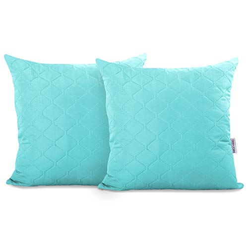 DecoKing Axel Lot de 2 taies d'oreiller 40 x 40 cm en microfibre turquoise avec fermeture à rabat
