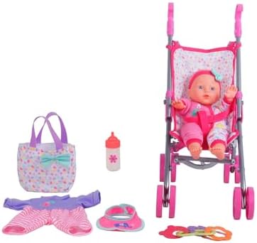 DREAM COLLECTION 12" Baby Doll Care Gift Set with Stroller