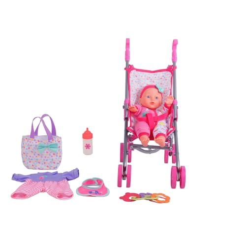 Dream Collection, Baby Doll Care Gift Set with Stroller - Lifelike Baby Doll and Accessories for Realistic Pretend Play, Posable Soft Toy - 12” by DREAM COLLECTION - Used condition - US$22.39