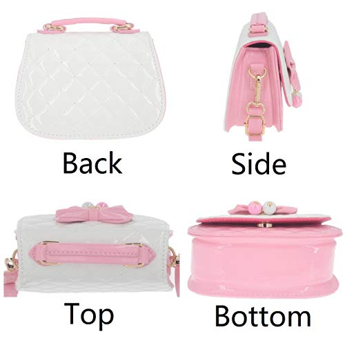 Junoai Little Girls Crossbody Purses For Kids - Toddler Mini Cute Princess Handbags Shoulder Bag (Bowknot Pink&White) #TOP3