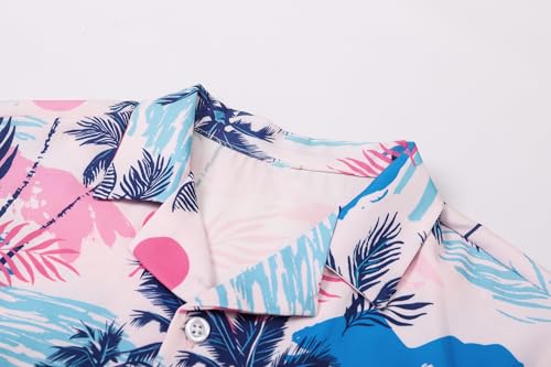 Image of Cromoncent Matching Hawaiian Outfits for Family, Dad and Son Matching Luau Beach Tropical Shirts Mommy Daughter Tropical Sets