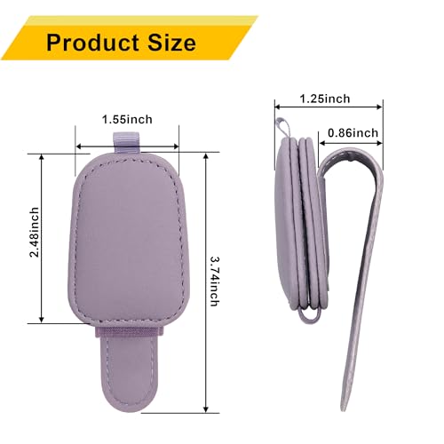 Image of Yuoyar Sunglass Holder for Car, Magnetic Leather Sunglasses Holder and Ticket Card Clip, Car Visor Accessories, 2 Packs (Purple)