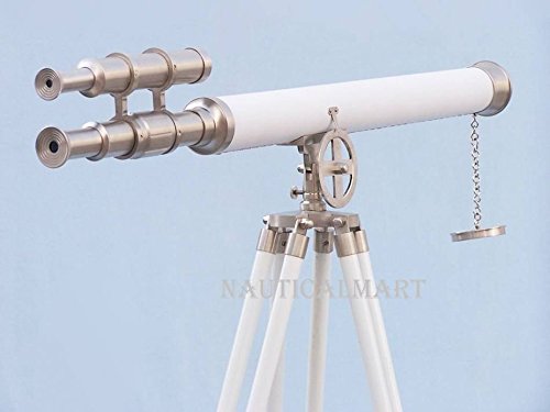 Nauticalmart Floor Standing Brushed Nickel With White Leather Griffith Astro Telescope 65