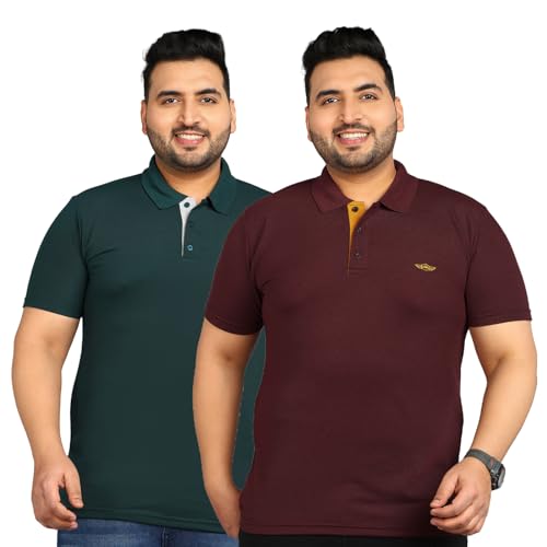 Image of INKKR Plus Size Men's Regular Fit Solid Polo Tshirt