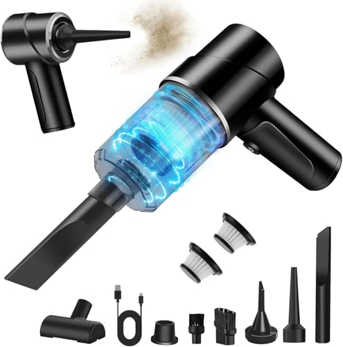 Zabatoco Handheld Car Vacuum Cleaner Portable Cordless Vacuum Cleaner 4 in 1 Pump Vacuum & Blower Mini Rechargeable Cordless with with Multi-Nozzles for Car Home Office, Pet Hair Black
