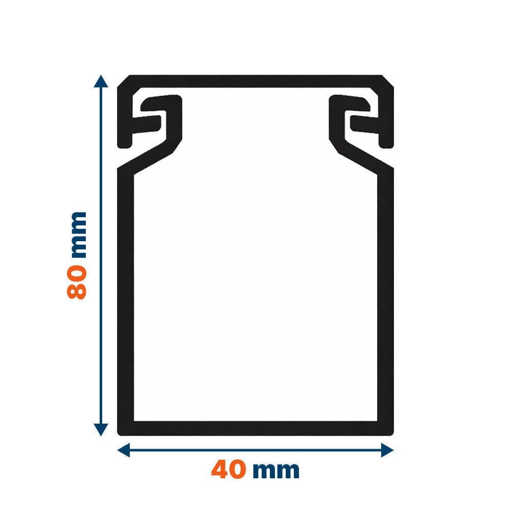 Canaleta Ranurada 40x80 – 2 Metros – PVC Resistente – Gestión De Cables – Montaje Sencillo – Apto Para Instalaciones Eléctricas – Gris