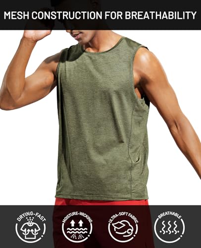 Image of MIER Men's Sleeveless Tank Top Dry Fit Workout Muscle Tee Shirt for Running Athletic Gym Sports Training, Moisture Wicking