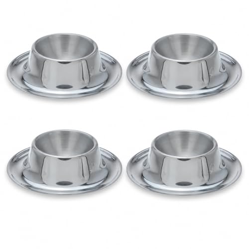 MIJOMA Portauovo in acciaio inox, 4 pezzi, argento opaco, antiruggine e lavabile in lavastoviglie, design elegante e senza tempo, durevole e infrangibile, impilabile, indispensabile per ogni casa.