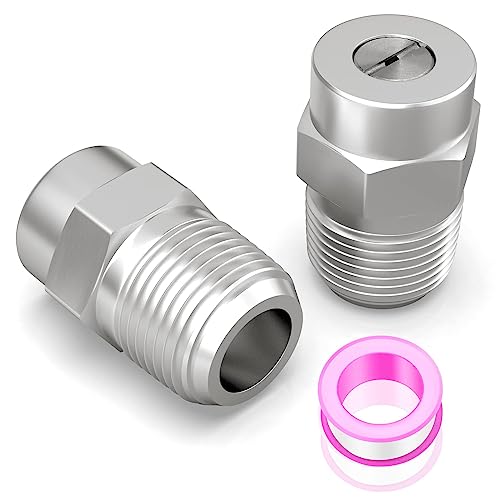 25 Degree Surface Cleaner Tips, 1/4 Inch NPT Male, 2.5 Orifice, 4000 PSI Threaded Spray Nozzles, Replacement for Water Gun, Water Broom and Surface Cleaner (2-Pack)