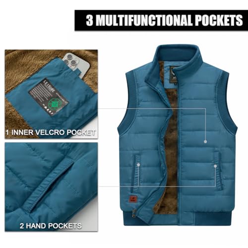 Image of Msmsse Men's Outerwear Vests Winter Quilted Padded Vest Gilet Stand Collar Warm Puffer Vest