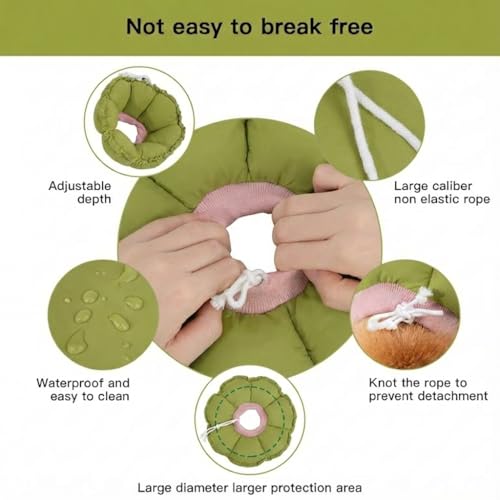 Image of H HIDREAM Soft Dog Cones for Medium Dogs,Cute Adjustable Cone for Dogs to Stop Licking,Dog Recovery Collars & Cones that can Protect Head and Foot Wounds,Green Flower All-Season Style