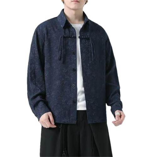Chemise jacquard homme col mandarin JXQXHCFS style vintage ethnique