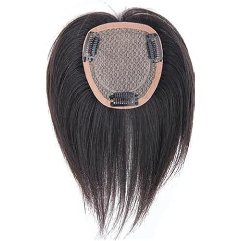 YAIRYANGTZE Virgin Human Hair Silk Top Topper 3.5" x 3.9" Silk Base Clip in Hairpieces for Women with Thinng Hair, 10" Black (Dark Brown,10") Cover