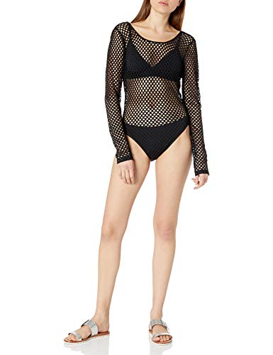 BCBGeneration Women's Mesh Bodysuit Hybrid Swimsuit and Cover, X-Large