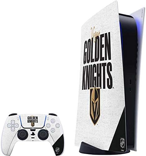 Skinit Decal Gaming Skin Compatible with PS5 Digital Edition Bundle - Officially Licensed NHL Vegas Golden Knights Script Design