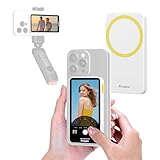 King Ma Touchscreen-Phone-Vlog-Selfie Monitor,Synchronisiert die iPhone-Rückkamera, magnetischer Snap Screen mit Aufnahme- und Zoomtasten, iPhone 15/16-Serien unterstützen 4K 30FPS-Aufnahmen (Weib)