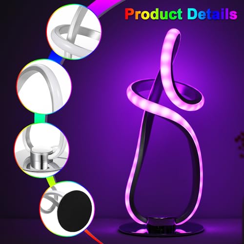 Neoglint Modern Spiral RGB Table Lamp Color Changing Night Light Music Sync Ambient LED Nightstand Lamp Dimmable Bedroom Lamp APP Control Remote Control for Home Decor Living Room Bedroom Office Neoglint Modern Spiral RGB Table Lamp Color Changing Night Light Music Sync Ambient LED Nightstand Lamp Dimmable Bedroom Lamp APP Control Remote Control for Home Decor Living Room Bedroom Office