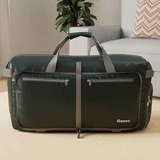 Gonex 40L 60L 80L 100L 150L Large Foldable Travel Duffle Bag with Shoes Compartment, Packable Lightweight Water Repellent Duffel Bag for Camping Gym Weekender Bag