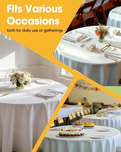 Image of Niuara White Polyester Table Cloth, 6 Pack, 90 in