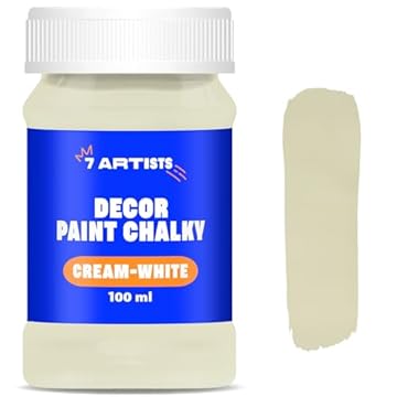 7 Artists Cream-White Chalk Paint 100 ml - Chalky Paint for Wooden Furniture & Crafts