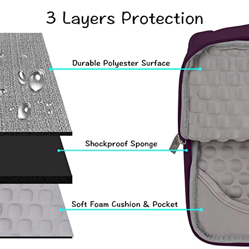Image of MOSISO Laptop Sleeve Compatible with MacBook Air 13 inch M2 M1 2023-2018 /Pro 13 inch 2023-2016, Polyester Multifunctional Briefcase Bag,Magenta Purple