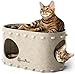 Katzenh&ouml;hle Filz, Katzenhaus aus Filz, Katzenbett, Katzenh&ouml;hle f&uuml;r Katzen, 58 x 33 x 30cm, Peek-a-Boo zum Spielen, Winterfest, Schutz der Katzenn&auml;gel, Beige