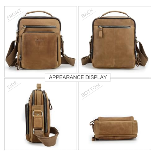 CONTACTS Leather Messenger Bag For Men, Messenger Bag,Genuine Leather Crossbody Bag Shoulder 9.7" iPad Bag for Work Travel Handbag2
