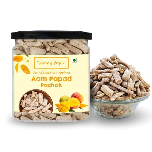 Image of Tummy Pops | Aam Papad Khatta Meetha - 275gm Jar | After Meal Digestives Mukhwas Mouth Fresheners, Handmade & Sun-dried Chatpata Aam Papad Mango Slices | Hygienically Prepared & Packed