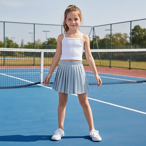 Image of HIHA Girls 3 Piece Outfit Cami Crop Tops Skirt Set with Button Down Shirts Size 6-12