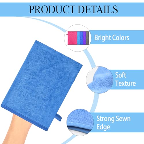 5 Stück Waschlappen Frottee, 14x20cm Microfaser Waschlappen, Waschhandschuhe Frottee, Flanell Waschhandschuh Körper, Waschlappen Gesicht, Weicher Kinderwaschlappen Set, Starke Wasseraufnahme, 5 Farben
