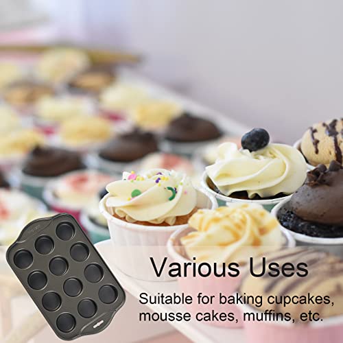 Kazozobi 2 Pack Mini Muffin Cheesecake Pan with Removable Bottom, 12 Cavity Nonstick Cupcake Pan Set