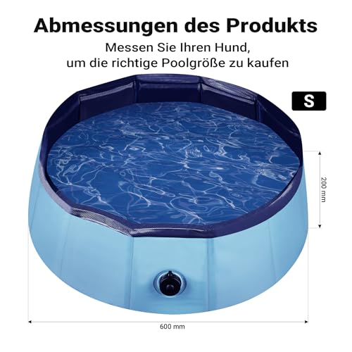 Fudajo Hundepool 60 x 20 cm rutschfestes Hundeplanschbecken, Hundeschwimmbad faltbar aus PVC, Hundebadewanne mit verstärkten Kanten, tragbarer Pool für Hunde