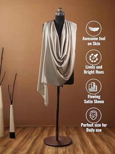 Image of Printed Poly Silken feel Scarf Stole for Women | Stylish, Soft, & Lightweight | Satin Feel Neck Scarf, Hair Scarf, Head Scarf for Women