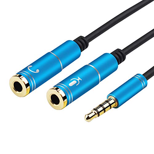ENVEL 3.5mm Jack Cable Headset Adapter Kit CTIA for Laptop PS4 Smartphone Xbox One Tablet Earphone with Headphone/Microphone Simultaneously Y Splitter Audio 2 Female to 1 Male