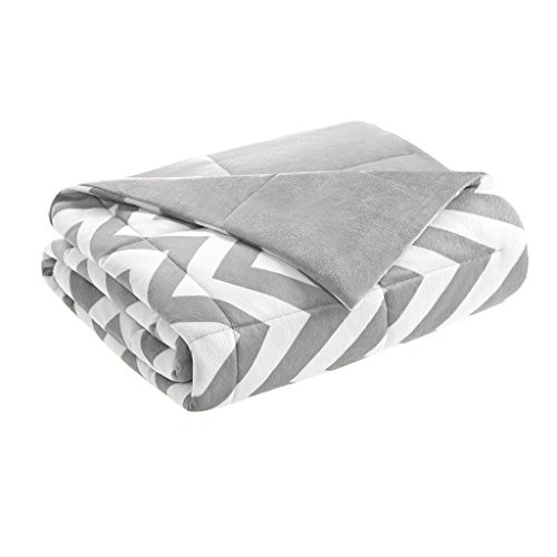 Intelligent Design  Chevron Luxury Down Alternative Throw Grey 60x70   Chevron Premium Soft Cozy Microfiber For Bed, Couch or Sofa