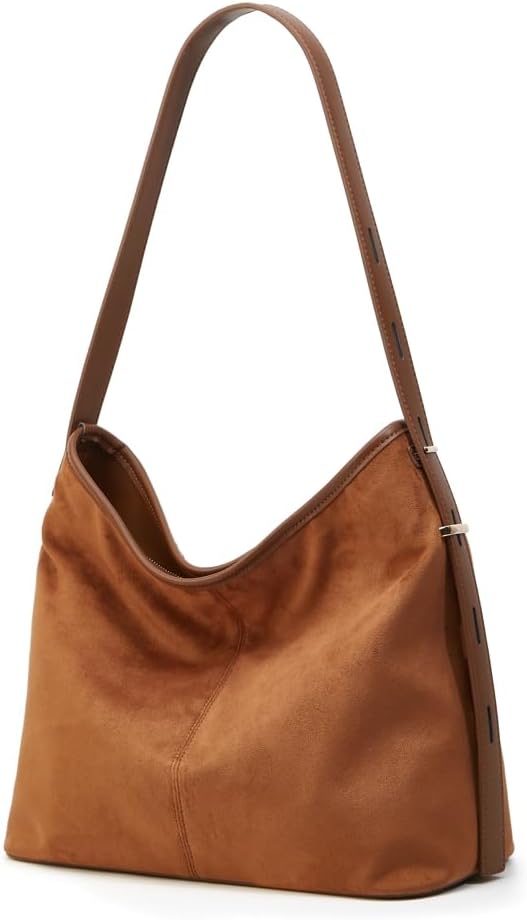 Tote Bag for Women Suede Classic Top-handle Shoulder Bags Slouchy Hobo Crossbody Bag Retro College Work Purse Handbag