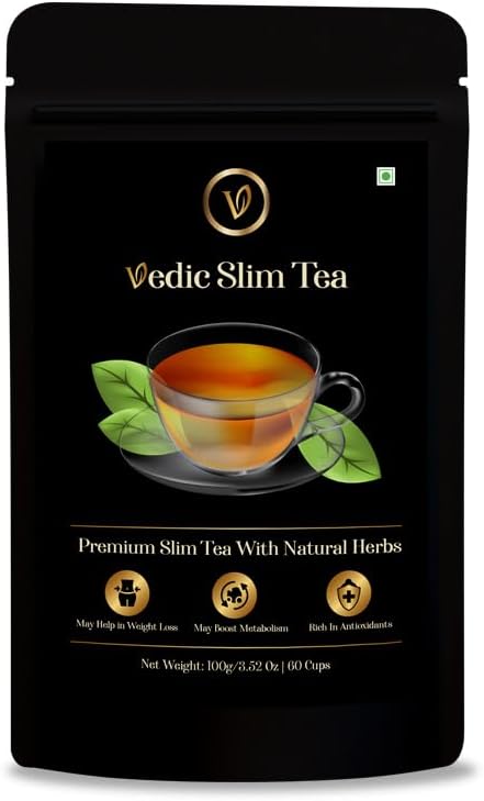 Baton Vedic Slim Tea | Herbal Detox Tea with Oolong, Ayurvedic Herbs & Spices | Reduces Bloating, Supports Digestion & Wellness | Loose Leaf | 1-Months Pack | 100g