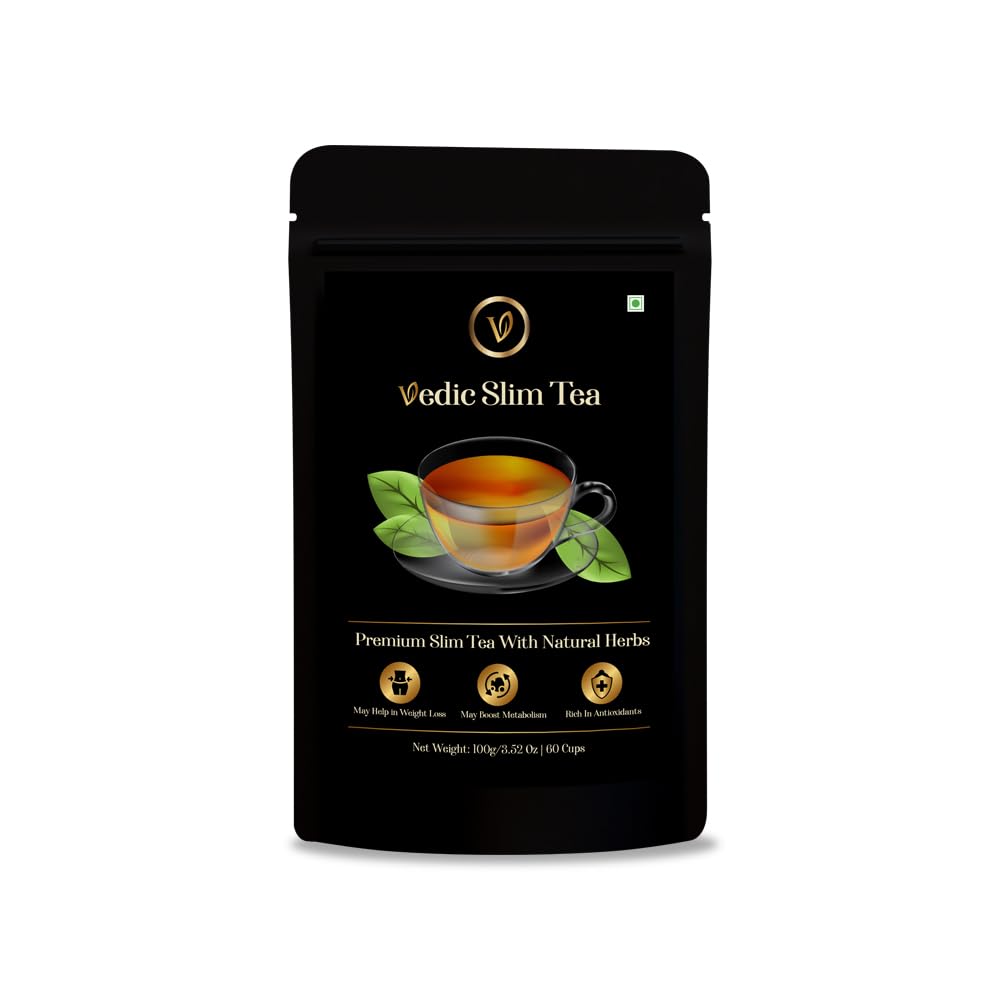 Baton Vedic Slim Tea | Herbal Detox Tea with Oolong, Ayurvedic Herbs & Spices | Reduces Bloating, Supports Digestion & Wellness | Loose Leaf | 1-Months Pack | 100g