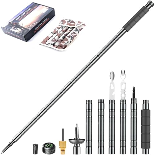 Trekking Pole Tactical Walking Stick, Multifunctional Lightweight Aluminum Collapsible Survival...