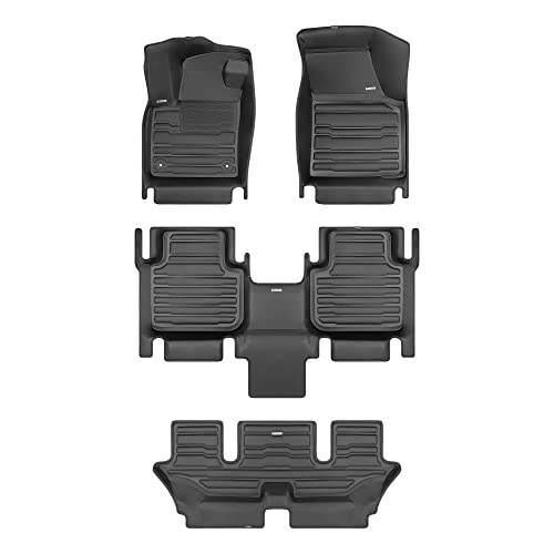 TuxMat - for Volkswagen Atlas 6-Seater 2018-2023 Models - Custom Car Mats - Maximum Coverage, All Weather, Laser Measured - This Full Set Includes 1st, 2nd and 3rd Rows