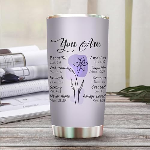 Christian Gifts for Women Faith - Christian Tumblers for Mothers Day Bible Gift - Christian Tumbler Religious Gifts Spiritual Encouragement Inspirational Gift for Women Stainless Steel Tumbler 20oz