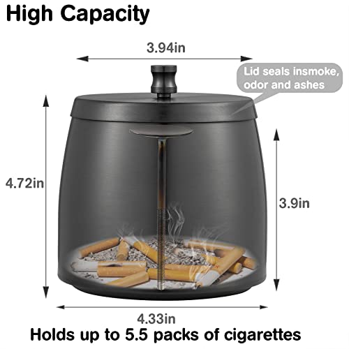 Yangbaga Xl Outdoor Ashtray With Lid For Cigarettes, Smokeless Stainless Steel Unbreakable Ash Trays, Covered Odorless Windproof Smell Proof Ashtrays For Outside Or Indoor Patio Home Odorless Office #TOP1